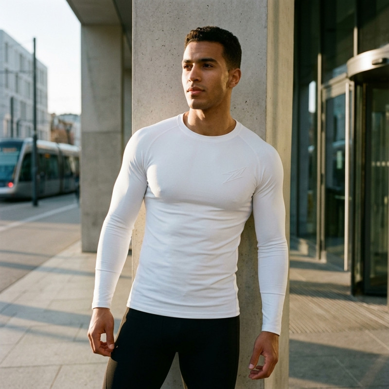 Maillot de compression manche longue Blanc