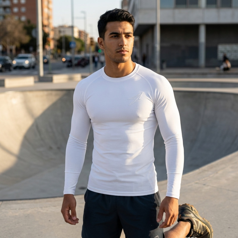 Maillot de compression manche longue Blanc