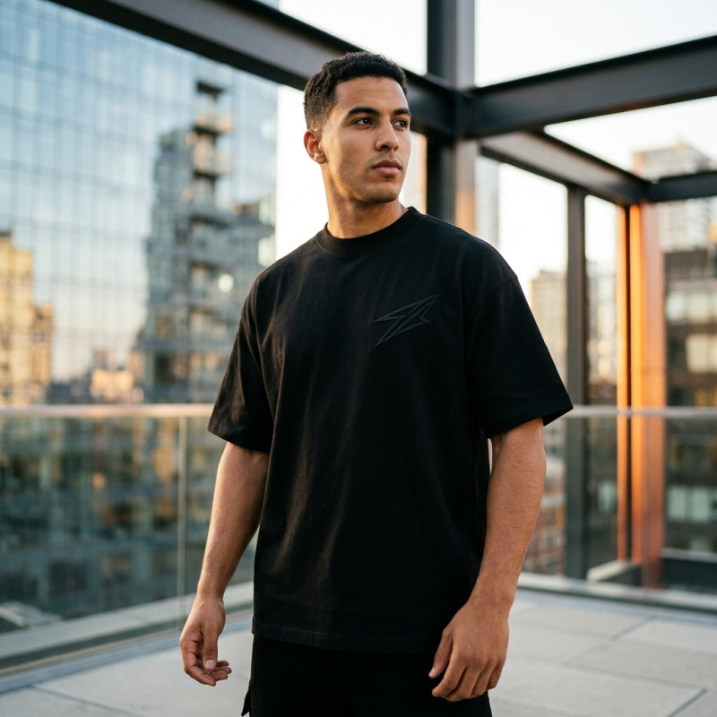 T-shirt Noir Oversize Premium pour Homme