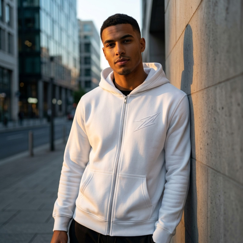 Veste à Capuche Blanc coupe regular