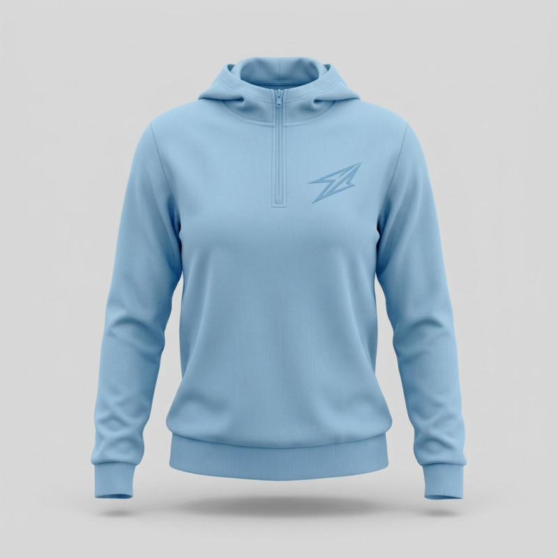 Veste a capuche Bleu ciel half zip pour femme
