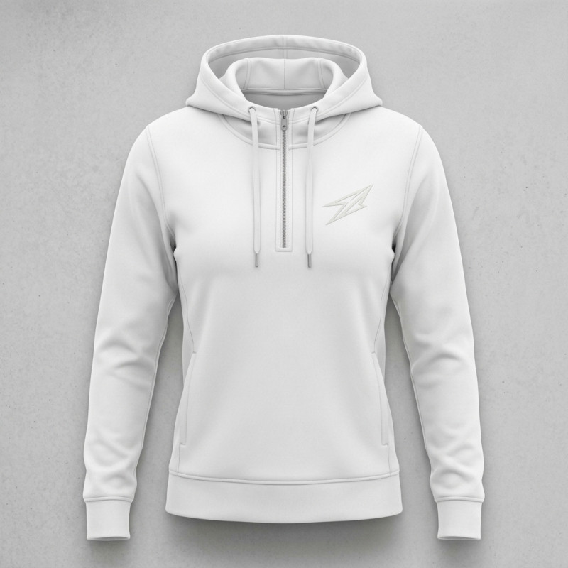 Veste a capuche Blanc half zip pour femme