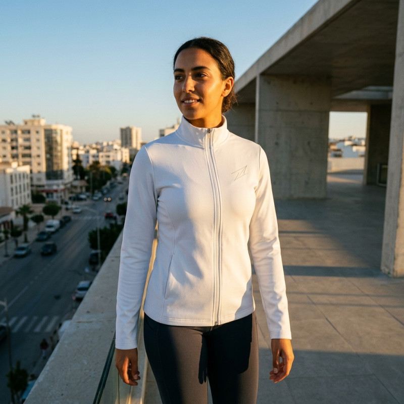 Body blanc avec zip pour femme