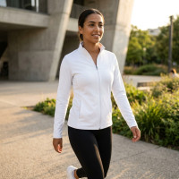 Body blanc avec zip pour femme