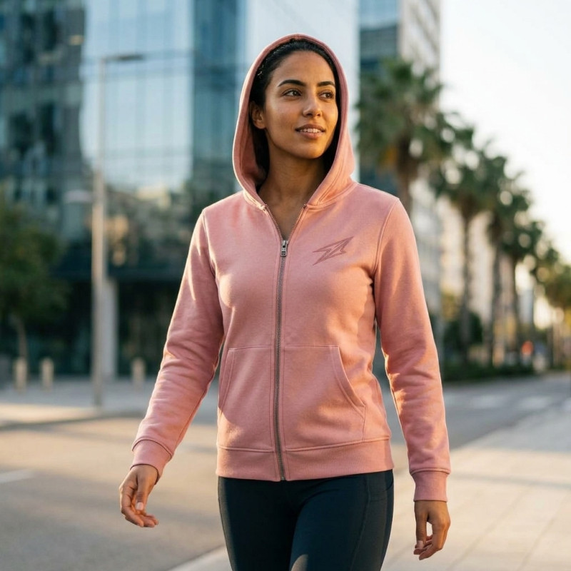 Veste a capuche Rose a zip pour femme