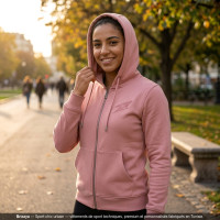 Veste a capuche Rose a zip pour femme