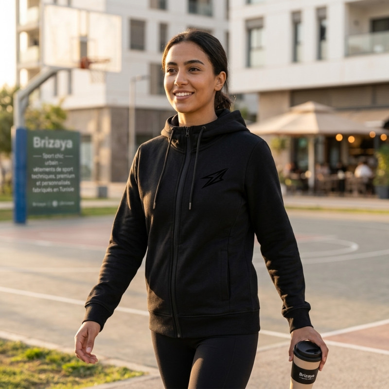 Veste a capuche Noir a zip pour femme