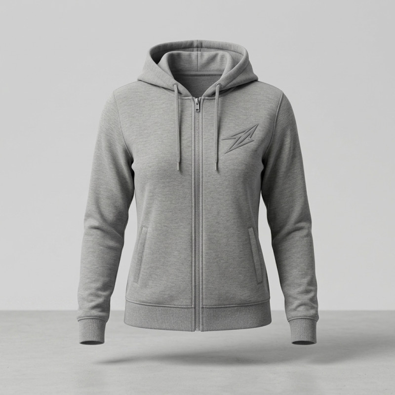 Veste a capuche Gris a zip pour femme