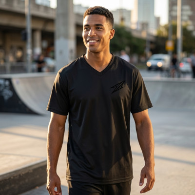 T-shirt Noir Premium over size col V