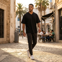 T-shirt over size col V Noir